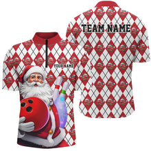 Load image into Gallery viewer, White And Red Bowling Argyle Pattern Custom Funny Christmas Santa Bowling Team Shirts For Men IPHW7846