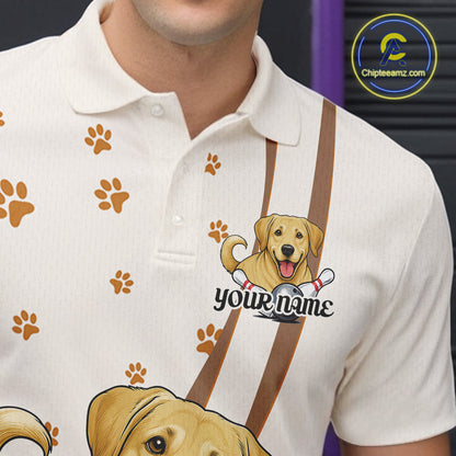 Custom Funny Labrador Retriever Dog Men Bowling Team Shirt, Dog Lovers Bowling Uniform IPHW10208