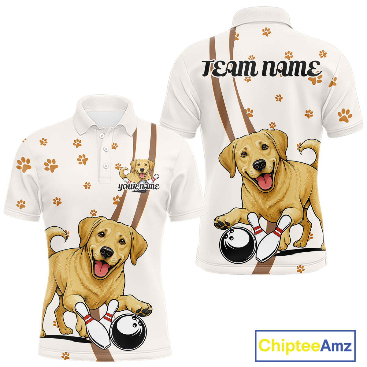 Custom Funny Labrador Retriever Dog Men Bowling Team Shirt, Dog Lovers Bowling Uniform IPHW10208