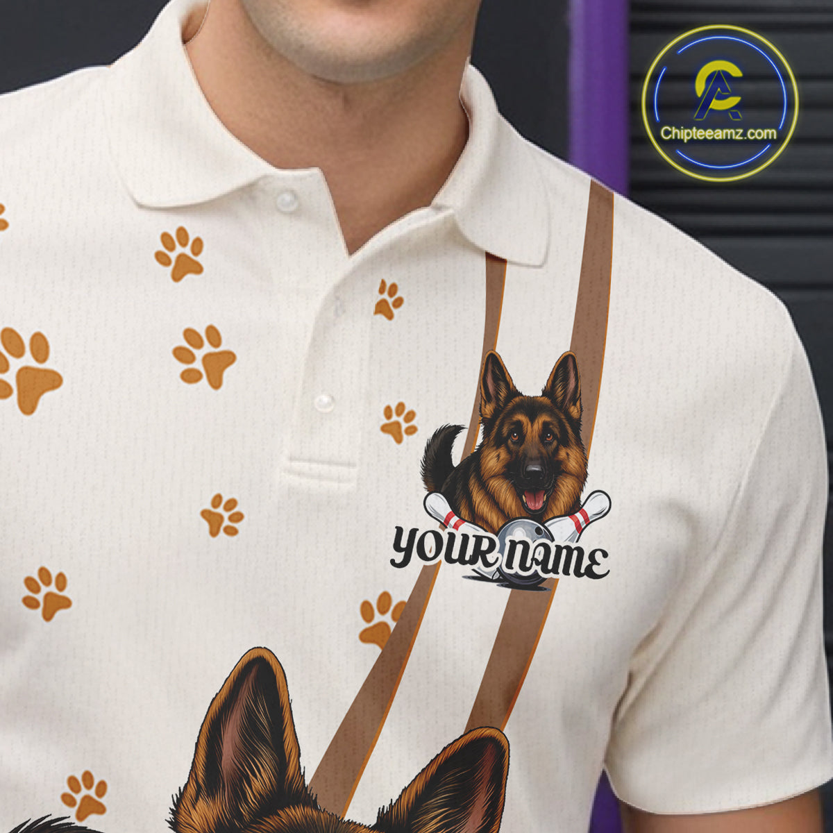 Custom Funny German Shepherd Dog Men Bowling Team Shirt, Dog Lovers Bowling Uniform IPHW10210