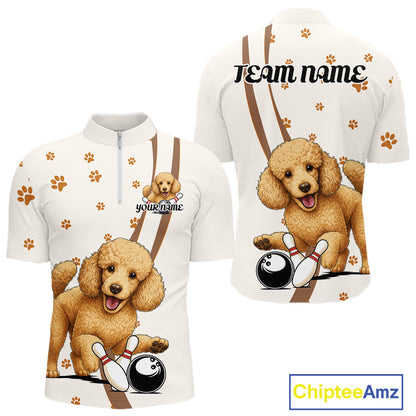 Custom Funny Poodle Dog Men Bowling Team Shirt, Dog Lovers Bowling Uniform IPHW10211