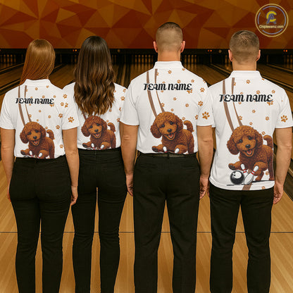 Custom Funny Poodle Dog Men Bowling Team Shirt, Dog Lovers Bowling Uniform IPHW10212