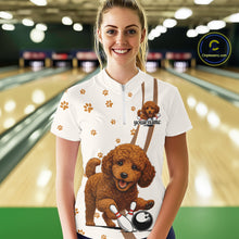 Load image into Gallery viewer, Custom Funny Poodle Dog Women Bowling Team Shirt, Dog Lovers Bowling Uniform IPHW10212