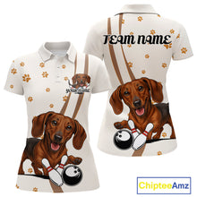 Load image into Gallery viewer, Custom Funny Dachshund Dog Women Bowling Team Shirt, Dog Lovers Bowling Uniform IPHW10213