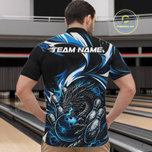 Load image into Gallery viewer, Custom Blue Lightning Dragon Bowling Men Quarter-Zip Shirts, Dragon Bowling League Shirt IPHW10355