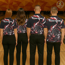 Load image into Gallery viewer, Custom Red Lightning Dragon Bowling Men Polo Shirts, Dragon Bowling League Shirt IPHW10356