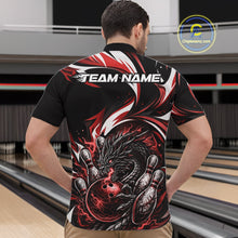 Load image into Gallery viewer, Custom Red Lightning Dragon Bowling Men Quarter-Zip Shirts, Dragon Bowling League Shirt IPHW10356