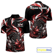 Load image into Gallery viewer, Custom Red Lightning Dragon Bowling Men Quarter-Zip Shirts, Dragon Bowling League Shirt IPHW10356