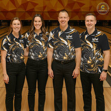 Load image into Gallery viewer, Custom Gold Lightning Dragon Bowling Men Polo Shirts, Dragon Bowling League Shirt IPHW10357