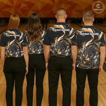 Load image into Gallery viewer, Custom Gold Lightning Dragon Bowling Men Polo Shirts, Dragon Bowling League Shirt IPHW10357