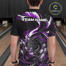 Load image into Gallery viewer, Custom Purple Lightning Dragon Bowling Men Polo Shirts, Dragon Bowling League Shirt IPHW10358