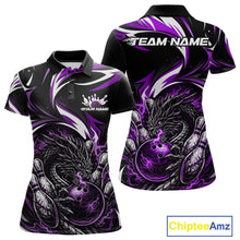 Load image into Gallery viewer, Custom Purple Lightning Dragon Bowling Women Polo Shirts, Dragon Bowling League Shirt IPHW10358