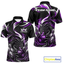 Load image into Gallery viewer, Custom Purple Lightning Dragon Bowling Men Polo Shirts, Dragon Bowling League Shirt IPHW10358
