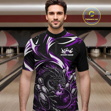 Load image into Gallery viewer, Custom Purple Lightning Dragon Bowling Men Quarter-Zip Shirts, Dragon Bowling League Shirt IPHW10358