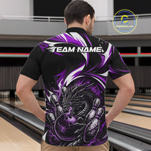 Load image into Gallery viewer, Custom Purple Lightning Dragon Bowling Men Quarter-Zip Shirts, Dragon Bowling League Shirt IPHW10358