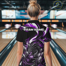 Load image into Gallery viewer, Custom Purple Lightning Dragon Bowling Women Quarter-Zip Shirts, Bowling League Shirt IPHW10358