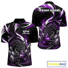 Load image into Gallery viewer, Custom Purple Lightning Dragon Bowling Men Quarter-Zip Shirts, Dragon Bowling League Shirt IPHW10358