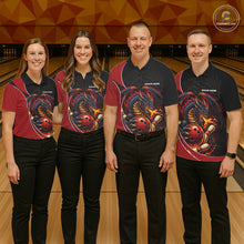 Load image into Gallery viewer, Custom Black And Red Fire Dragon Bowling Jerseys, Dragon Bowling Team Men Polo Shirt IPHW10365