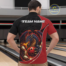 Load image into Gallery viewer, Custom Black And Red Fire Dragon Bowling Jerseys, Dragon Bowling Team Men Quarter-Zip Shirt IPHW10365