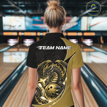 Load image into Gallery viewer, Custom Yellow Fire Dragon Bowling Jerseys, Dragon Bowling Team Women Quarter-Zip Shirt IPHW10367