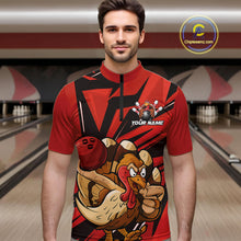 Load image into Gallery viewer, Custom Funny Turkey Bowling Shirts For Men, Red Thanksgiving Bowling Shirt Team Uniform IPHW10675