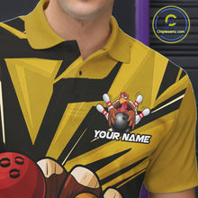 Load image into Gallery viewer, Custom Funny Turkey Bowling Shirts For Men, Yellow Thanksgiving Bowling Shirt Team Uniform IPHW10676