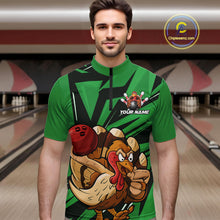 Load image into Gallery viewer, Custom Funny Turkey Bowling Shirts For Men, Green Thanksgiving Bowling Shirt Team Uniform IPHW10677