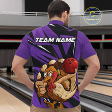Load image into Gallery viewer, Custom Funny Turkey Bowling Shirts For Men, Purple Thanksgiving Bowling Shirt Team Uniform IPHW10679