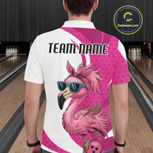 Load image into Gallery viewer, Custom Funny Hot Pink Flamingo Bowling Men Polo Shirt, Bowling League Bowlers Outfit IPHW10680