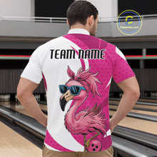 Load image into Gallery viewer, Custom Funny Hot Pink Flamingo Bowling Men Quarter-Zip Shirt, Bowling League Bowlers Outfit IPHW10680