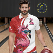 Load image into Gallery viewer, Custom Funny Red Flamingo Bowling Men Polo Shirt, Bowling League Bowlers Outfit IPHW10681