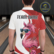 Load image into Gallery viewer, Custom Funny Red Flamingo Bowling Men Polo Shirt, Bowling League Bowlers Outfit IPHW10681