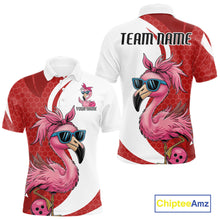 Load image into Gallery viewer, Custom Funny Red Flamingo Bowling Men Polo Shirt, Bowling League Bowlers Outfit IPHW10681