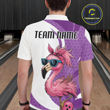 Load image into Gallery viewer, Custom Funny Purple Flamingo Bowling Men Polo Shirt, Bowling League Bowlers Outfit IPHW10682