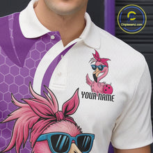 Load image into Gallery viewer, Custom Funny Purple Flamingo Bowling Men Polo Shirt, Bowling League Bowlers Outfit IPHW10682