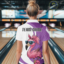 Load image into Gallery viewer, Custom Funny Purple Flamingo Bowling Women Quarter-Zip Shirt, Bowling League Outfit IPHW10682