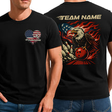 Load image into Gallery viewer, Personalized Bowling T-Shirts For Men, American Flag Eagle Design For US Bowlers IPHW9072