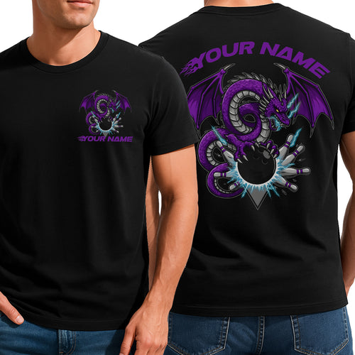 Personalized Bowling T-Shirts For Men, Purple Dragon Storm Style Team Apparel IPHW9076