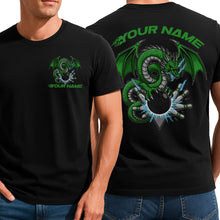 Load image into Gallery viewer, Custom Bowling T-Shirts For Men, Green Dragon Lightning Design For Bowlers IPHW9077