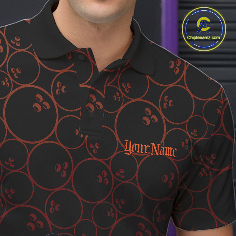 Custom Funny Skeleton Bowling Polo Shirts For Men, Halloween Bowling Team Outfit IPHW9604