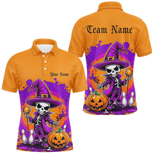 Orange And Purple Custom Funny Halloween Bowling Shirts Formen, Halloween Bowling Outfits IPHW7652