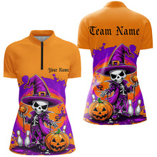 Load image into Gallery viewer, Orange And Purple Custom Funny Halloween Bowling Shirts Formen, Halloween Bowling Outfits IPHW7652