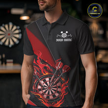 Load image into Gallery viewer, Custom Black And Red Flame Dartboard Darts Team Men Polo Shirts, Darts Jerseys IPHW10373
