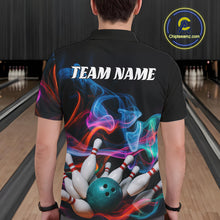 Load image into Gallery viewer, Custom Colorful Smoke Bowling Men Polo Shirts, Bowling League Shirt Bowlers Outfit IPHW9018