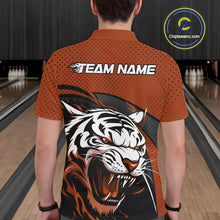 Load image into Gallery viewer, Custom Black And Orange Tiger Bowling Team Polo Shirts For Men, Bowling League Shirt IPHW9021
