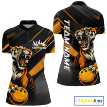 Load image into Gallery viewer, Personalized Tiger Bowling Team Women Quarter-Zip Shirts, Yellow Tiger Bowling Jerseys IPHW9022