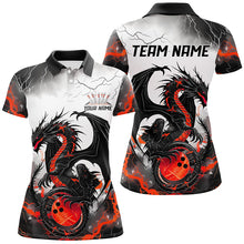 Load image into Gallery viewer, Black And Red Thunder Lightning Custom Dragon Ladies Bowling Shirts, Bowling League Shirts IPHW7063