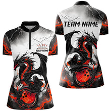 Load image into Gallery viewer, Black And Red Thunder Lightning Custom Dragon Ladies Bowling Shirts, Bowling League Shirts IPHW7063