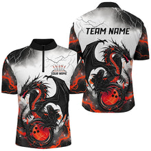 Load image into Gallery viewer, Black And Red Thunder Lightning Custom Dragon Bowling Shirts For Men, Bowling League Shirts IPHW7063