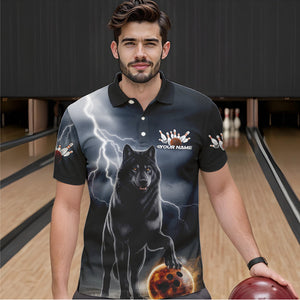 Custom Thunder Lightning Wolf Bowling Polo Shirts For Men, Wolf Bowling Jerseys IPHW8307